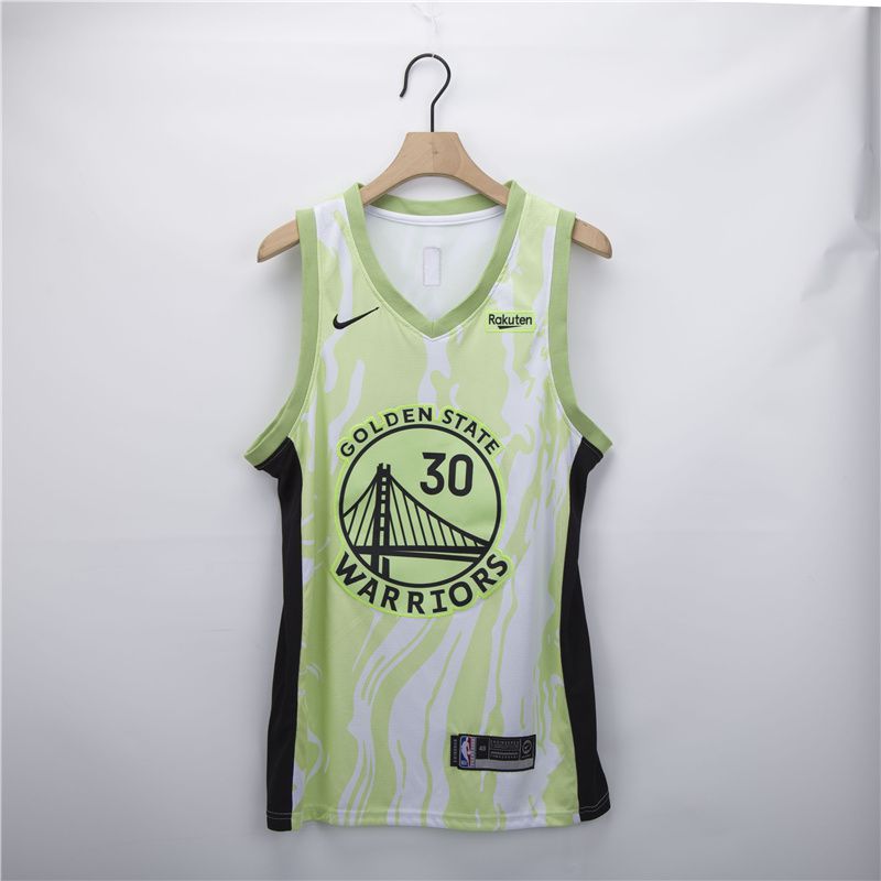Cheap Men Golden State Warriors 30 Gurry light green Fashion Nike 2021 NBA Jersey